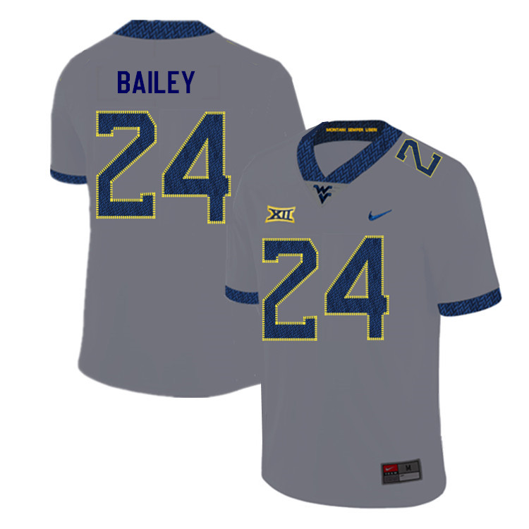 2019 Men #24 Hakeem Bailey West Virginia Mountaineers College Football Jerseys Sale-Gray